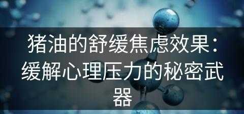 猪油的舒缓焦虑效果：缓解心理压力的秘密武器